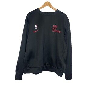 Nike Dri Fit Men's Large Black Sweatshirt Miami Heat Basketball Pullover